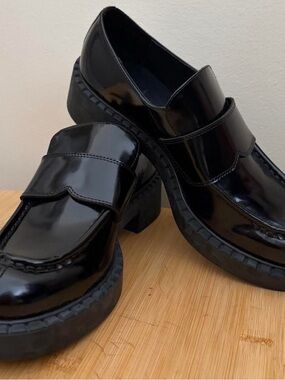 Tony Bianco Black Patent Platform Loafers